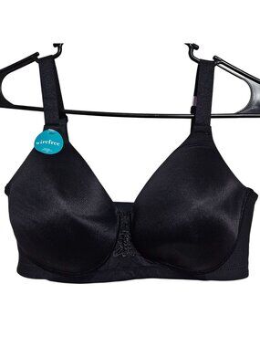 Vanity Fair Bra Size 36D Wirefree Black Padded Adjustable Straps Womens Intimate